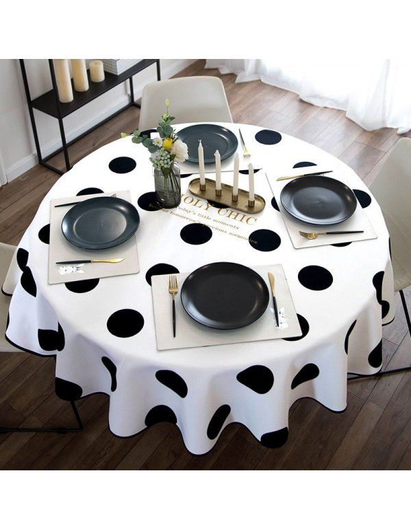 Nordic black polka dot coffee shop, art bar, table cloth, waterproof, oil proof, hot proof, square table cover cloth, round table cloth