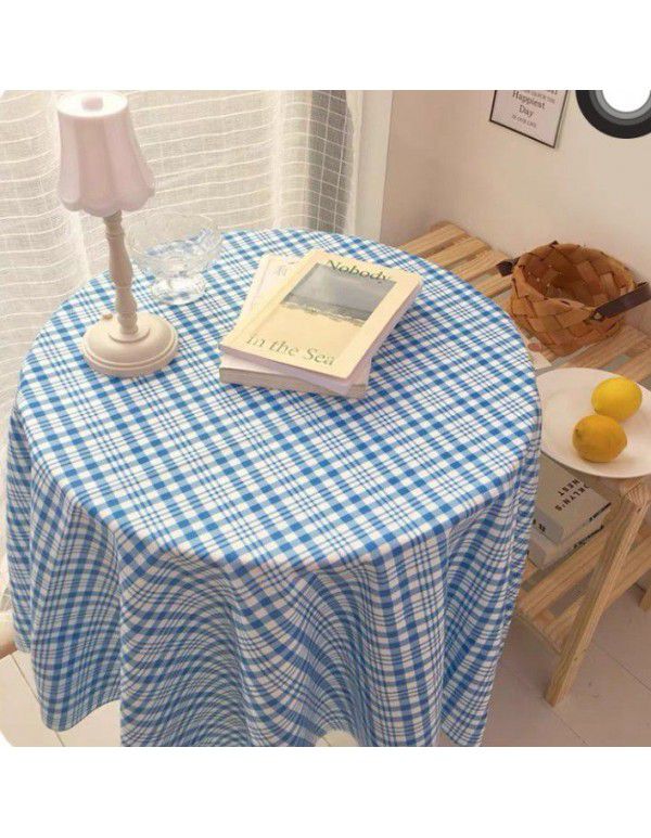 Korean vintage ins simple plaid tablecloth student desk cloth picnic cloth girl heart background cloth photo props