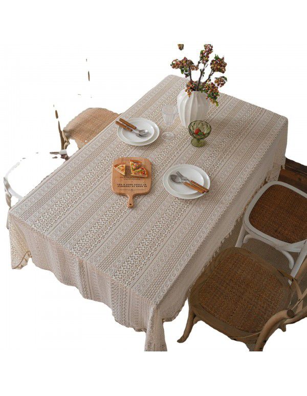 Cloth Dad American style pastoral crochet cover table cloth woven tablecloth hollowed out tablecloth tassel table mat spot wholesale