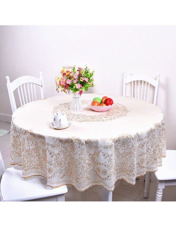 130cm round European style luxury PVC table cloth Modern simple household hotel round table bronzing table cloth