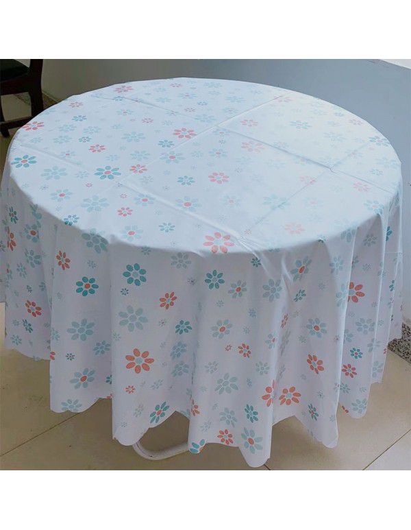 Cross border e-commerce gray big grid tassel imitation cotton linen tablecloth round household