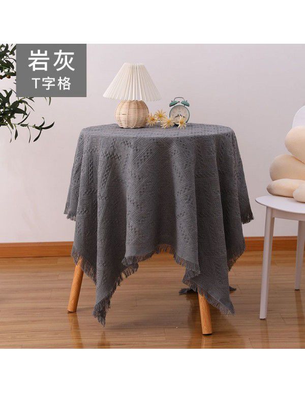 Nordic ins style white tablecloth French tea table mattress bedside desk picnic cloth dustproof sofa towel full cover wholesale