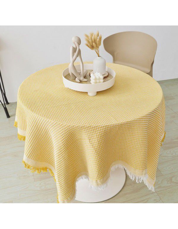 French tablecloth ins Japanese cotton linen white high-grade luxury tea table table table cloth bedside table cloth