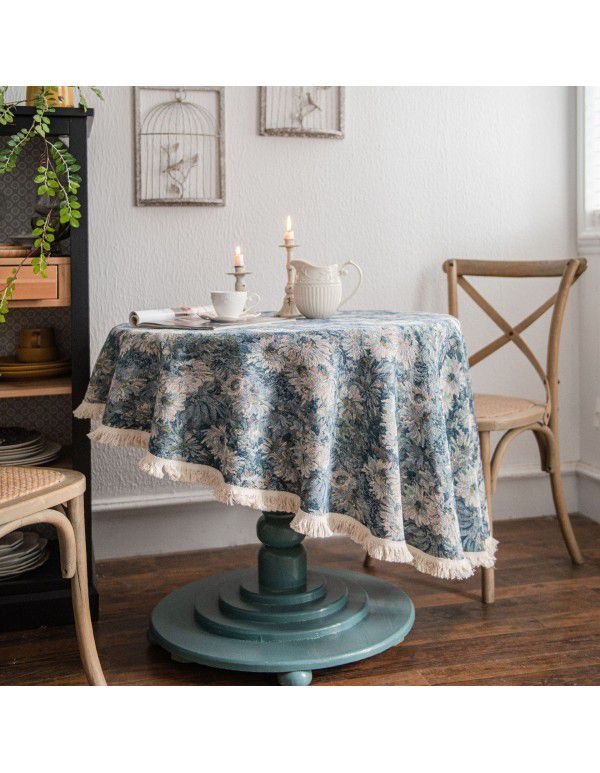 Yimanqiyun American tablecloth jacquard sunflower tablecloth round thick tablecloth directly supplied by the factory