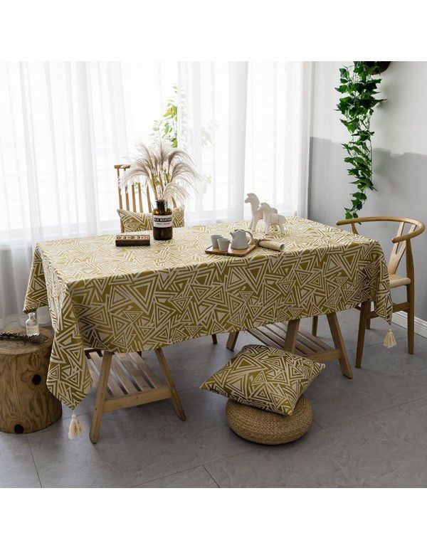 Japanese cotton and linen cloth net red ins tablecloth Nordic geometry Modern luxury literary house Tea table cloth tablecloth