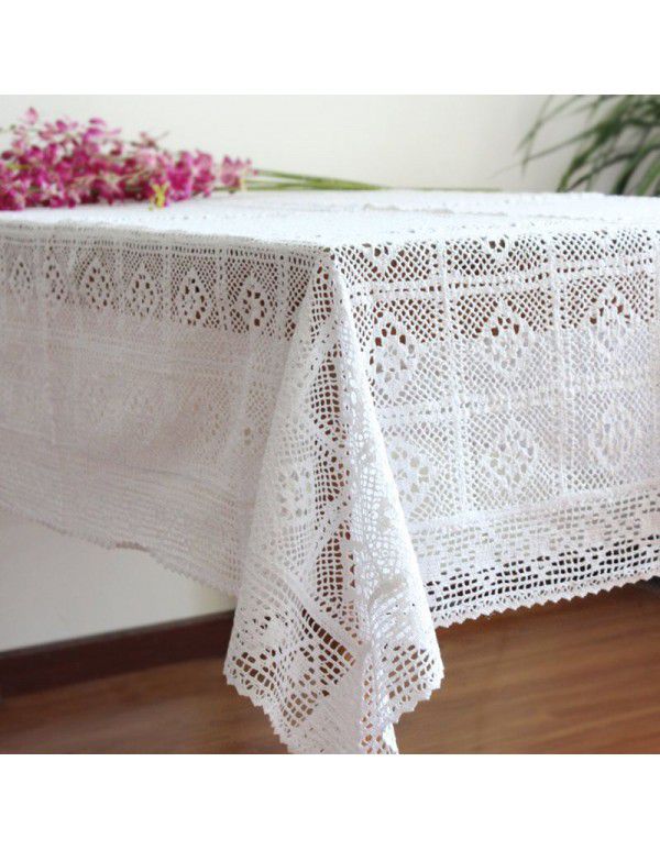 American style retro pastoral hollow hook flower lace tablecloth cloth rectangular table small round table tea table sofa cover