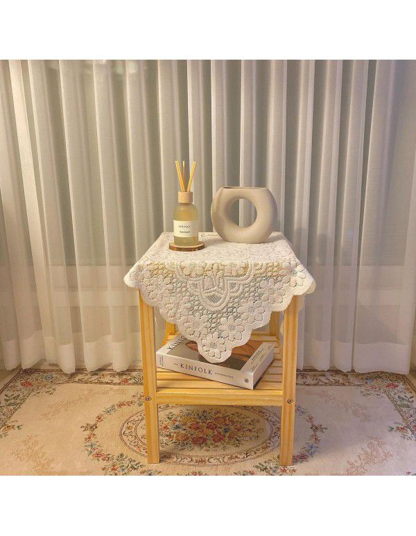 Vintage lace hollowed out tablecloth ins French simple romantic tea table round table cover rectangular tablecloth