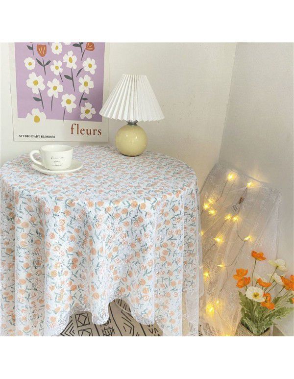 Floral cloth ins Korean simple hollowed out lace tablecloth with gauze tablecloth