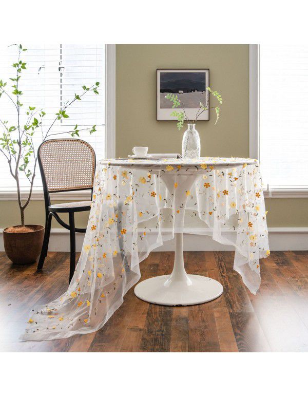 Imanqiyun tablecloth colorful embroidered flower cake photography background embroidered props cloth white tablecloth