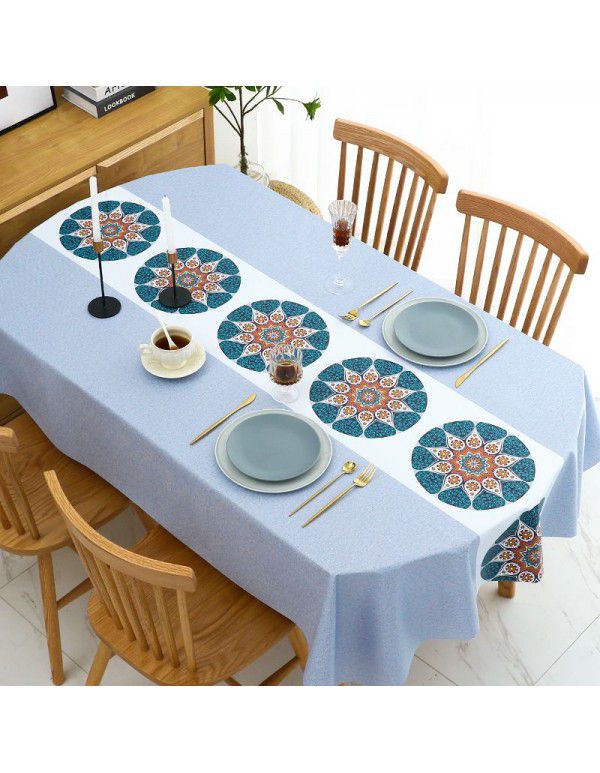 Chinese table cloth waterproof, oil proof, wash free, hot resistant pvc table cloth rectangular oval table mat ins