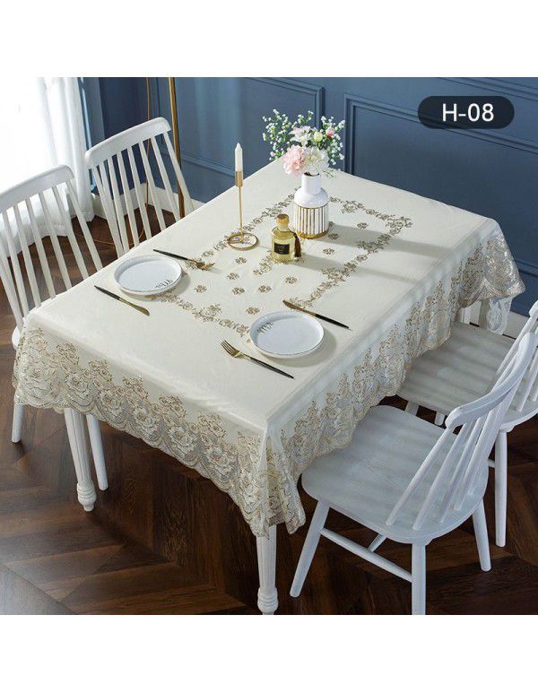 Plastic tablecloth waterproof, antifouling, oil proof, wash free tablecloth PVC table mat European rectangular tea table net red tablecloth