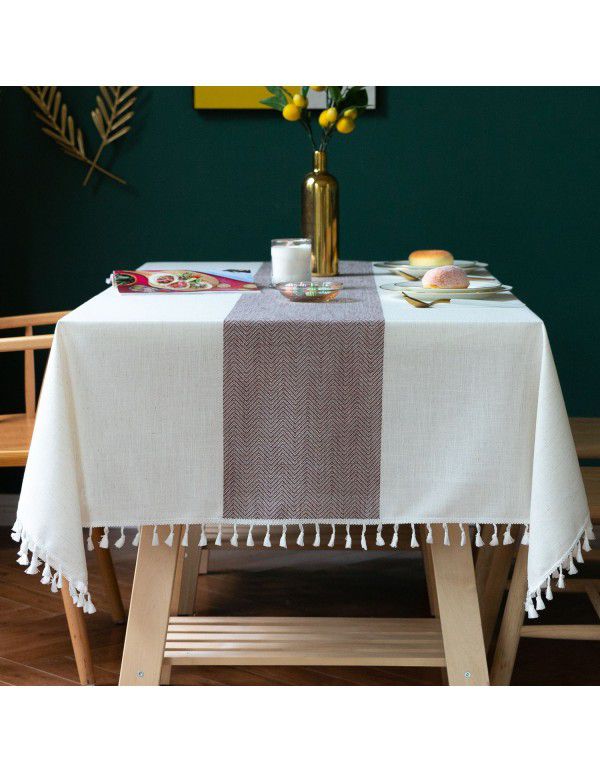 American Amazon Simple and Simple Cloth Cotton Linen Decorative Table Flag Plain European American Cross border Table Cloth Table Cloth