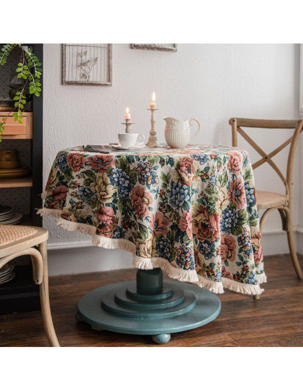 Yimanqiyun American tablecloth jacquard sunflower tablecloth round thick tablecloth directly supplied by the factory