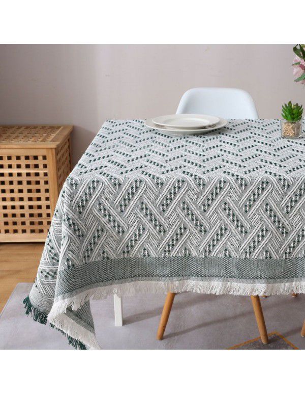 Nordic tea table mat table cloth INS wind white bedside table cloth cover rectangular table table cloth dust cover cloth table mat