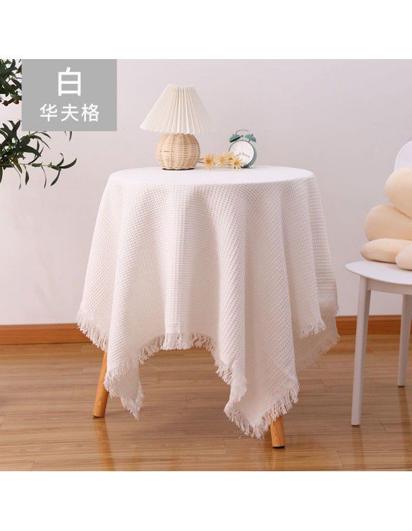 Nordic ins style white tablecloth French tea table mattress bedside desk picnic cloth dustproof sofa towel full cover wholesale