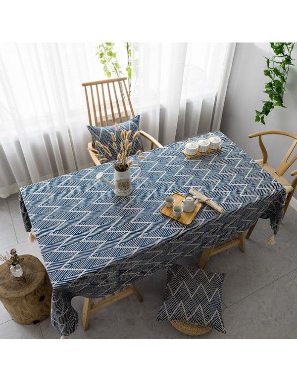 Japanese cotton and linen cloth net red ins tablecloth Nordic geometry Modern luxury literary house Tea table cloth tablecloth