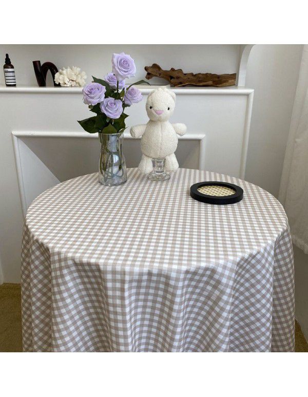 Ins The same Korean style fresh and plain plaid table cloth picnic mat vintage art tea table cloth photo prop cloth