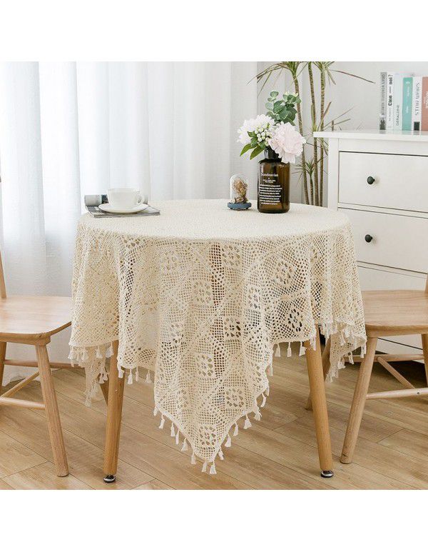 Lace beige lace tablecloth rectangular tea table hollowed out European cover tablecloth net red photo table decorative cloth