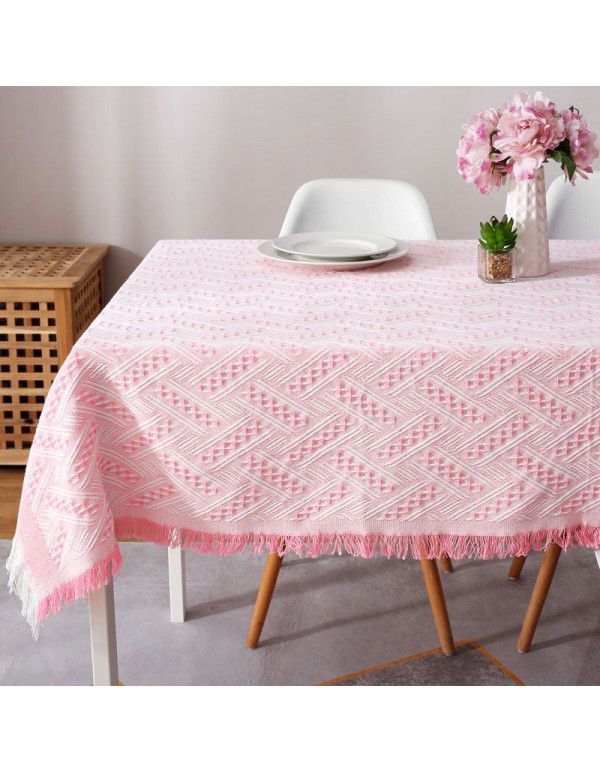 Nordic tea table mat table cloth INS wind white bedside table cloth cover rectangular table table cloth dust cover cloth table mat