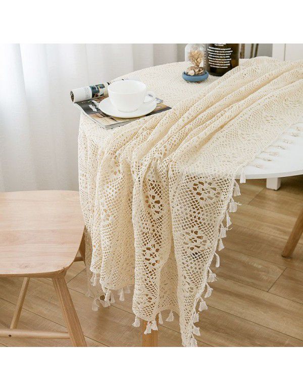 Lace beige lace tablecloth rectangular tea table hollowed out European cover tablecloth net red photo table decorative cloth