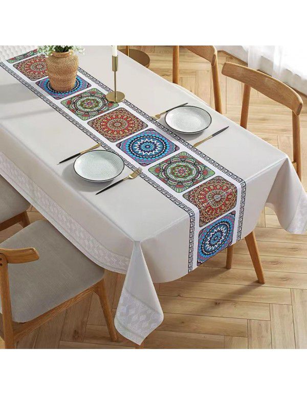 Table cloth waterproof, oil proof, wash free and hot resistant household table cloth rectangular tea table cloth Nordic simple table cloth