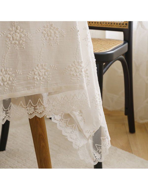 Cross border American tablecloth ins style hollow out three-dimensional embroidery rectangular tablecloth art tea table cloth cover