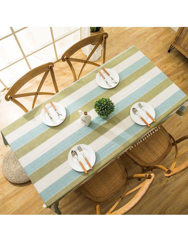 INS Nordic waterproof jacquard imitation cotton and linen embroidered tassel tablecloth lace geometric rectangular table tea table tablecloth