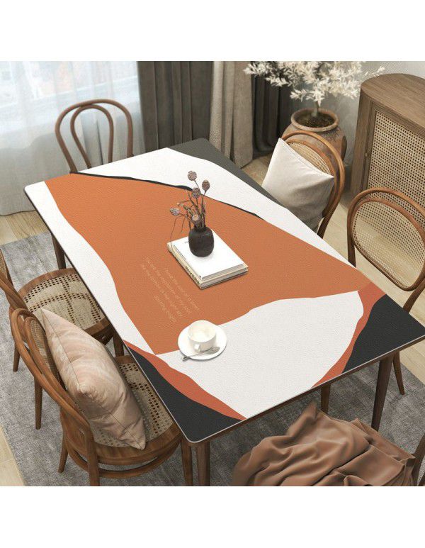 Simple style leather tablecloth waterproof, oil proof, wash free rectangular hot tea table mat PU leather tablecloth table mat