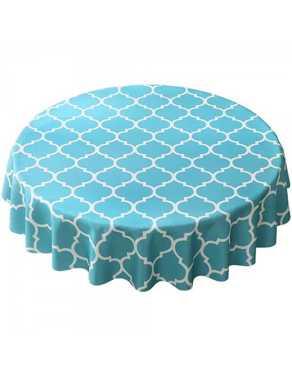 Cross border Moroccan pearl shaped round table cloth, waterproof, oil draining, hot resistant polyester digital printing, modern simple tablecloth