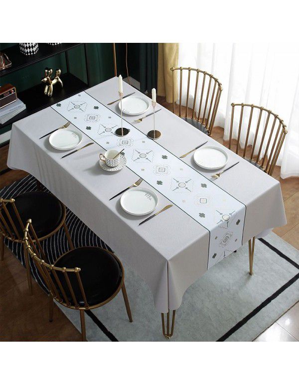 Table cloth waterproof, oil proof, wash free and hot resistant household table cloth rectangular tea table cloth Nordic simple table cloth