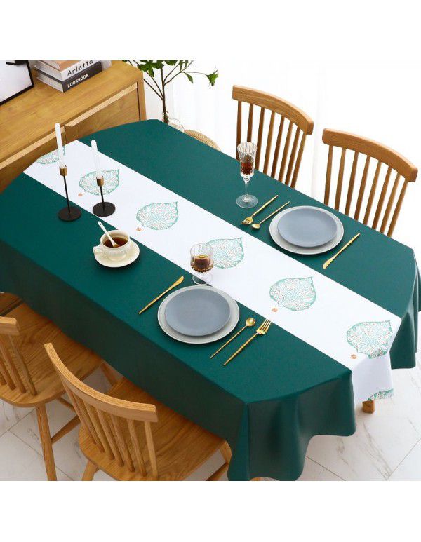 Chinese table cloth waterproof, oil proof, wash free, hot resistant pvc table cloth rectangular oval table mat ins