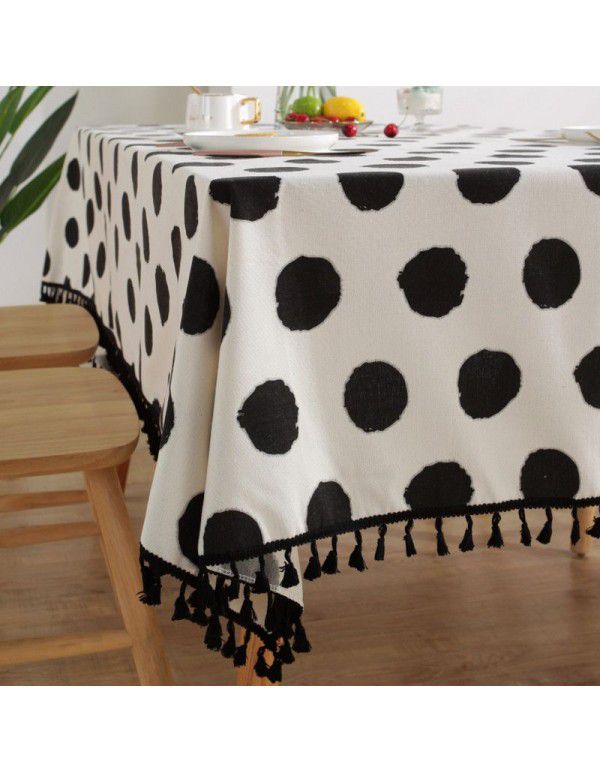 Lexuan Xiu cotton linen thickened tablecloth black and white simple ins wind cotton linen wholesale picnic party tablecloth cover