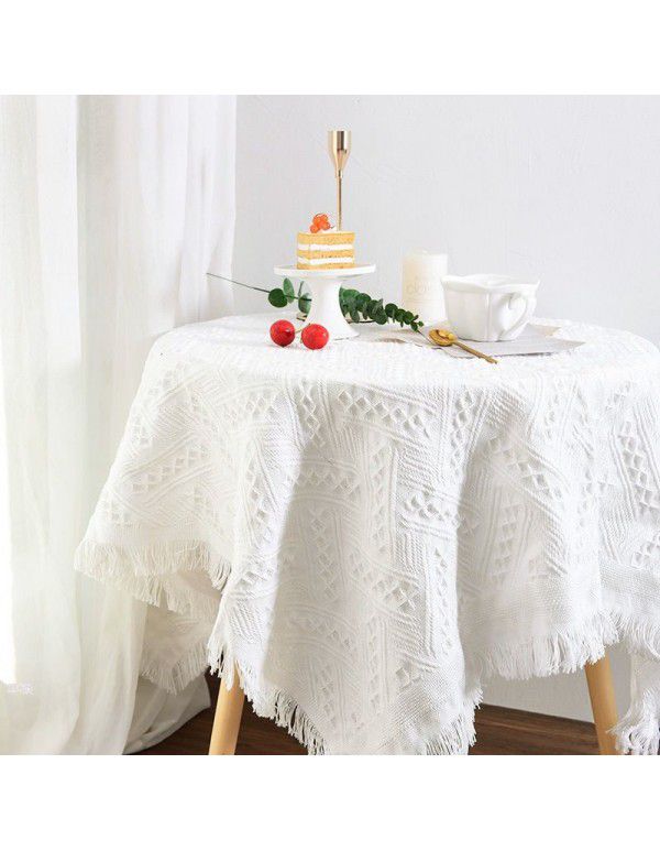 Nordic tea table mat table cloth INS wind white bedside table cloth cover rectangular table table cloth dust cover cloth table mat