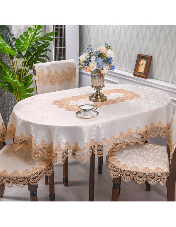 European Lace Living Room Simple Tea Table Table Cloth Hotel Household Round Round Table Table Cloth Light Luxury Fabric