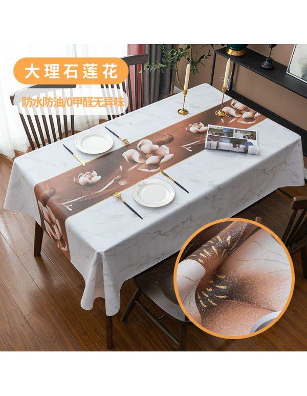 Home Nordic tablecloth waterproof, oil proof, scald proof, wash free table mat, tea table cloth ins style pvc tablecloth spot wholesale