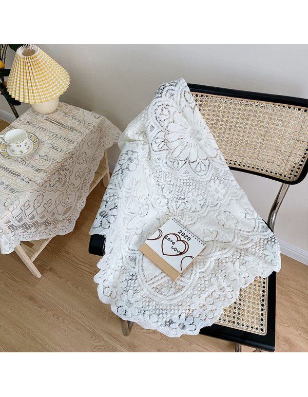 Korean ins blogger same style lace tablecloth room coffee shop decoration background cloth cream white hanging cloth art dinner mat