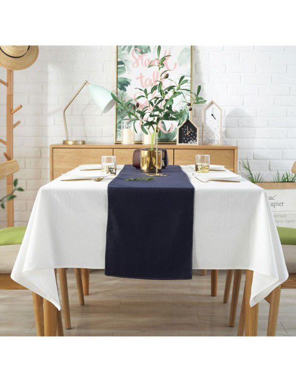 INS style minimalist white pleated cotton shooting background cloth Hotel restaurant decorative tablecloth Table cloth customization