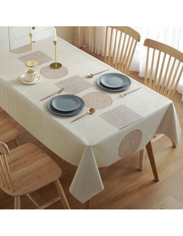 Table cloth waterproof, oil proof, wash free and hot resistant household table cloth rectangular tea table cloth Nordic simple table cloth