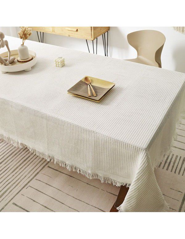 Japanese style quiet wind milk tea color tablecloth ins wind thickened cotton and linen cloth art advanced sense light luxury table square tablecloth