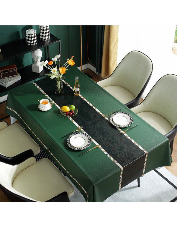 Tablecloth waterproof, oil proof and wash free cloth art desk Nordic rectangular table cloth PVC tea table mat table cloth 