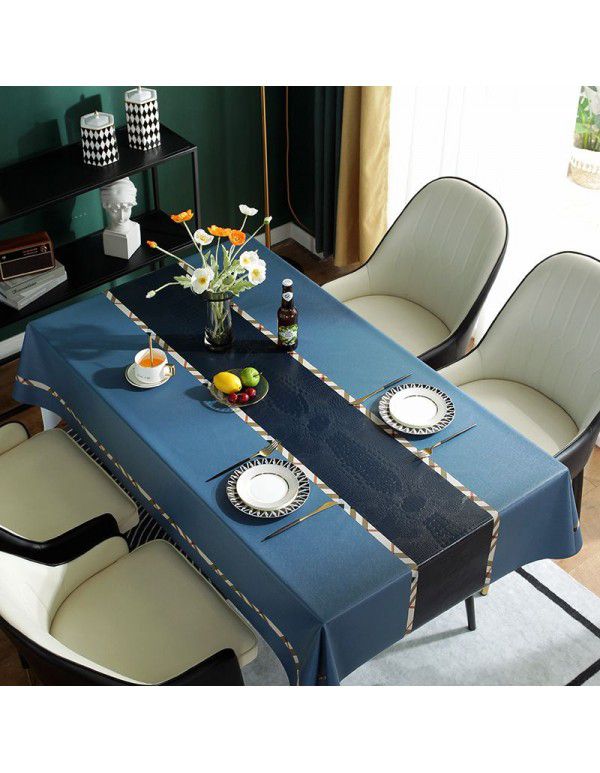 Tablecloth waterproof, oil proof and wash free cloth art desk Nordic rectangular table cloth PVC tea table mat table cloth 