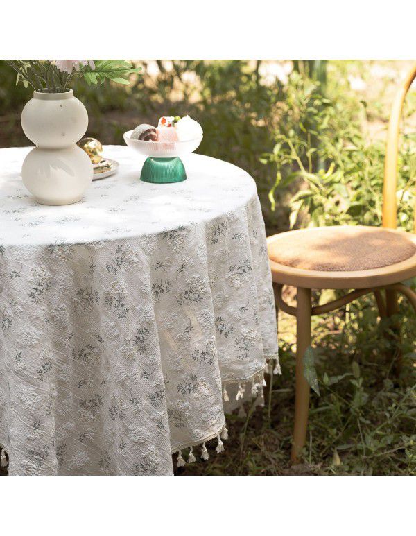 Small and Fresh Cross border Table Cloth ins Clove Flower Broken Garden Cotton Linen Table Cloth American Decorative Amazon Picnic Cloth