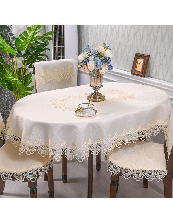 European Lace Living Room Simple Tea Table Table Cloth Hotel Household Round Round Table Table Cloth Light Luxury Fabric