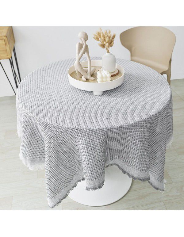 French tablecloth ins Japanese cotton linen white high-grade luxury tea table table table cloth bedside table cloth