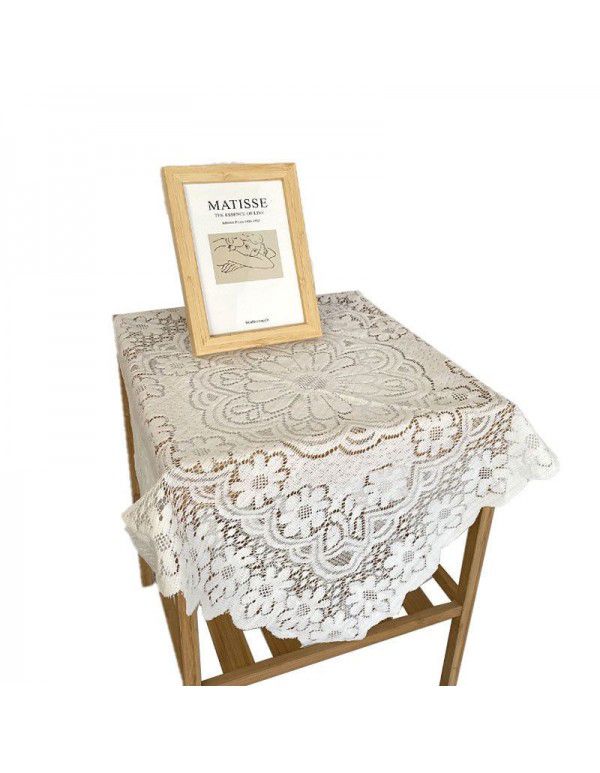 Ins hook flower tablecloth bedside cover retro art home soft tea table mat table mat Korean blogger chic