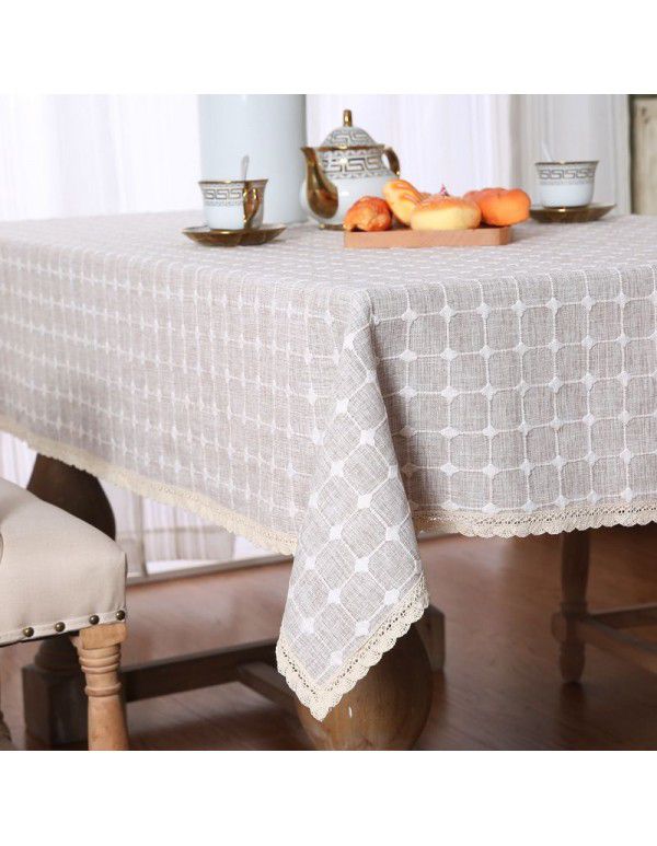 Thickened plaid tablecloth, cotton linen, small and fresh rectangular Japanese simple tablecloth, table cloth, Amazon cross-border