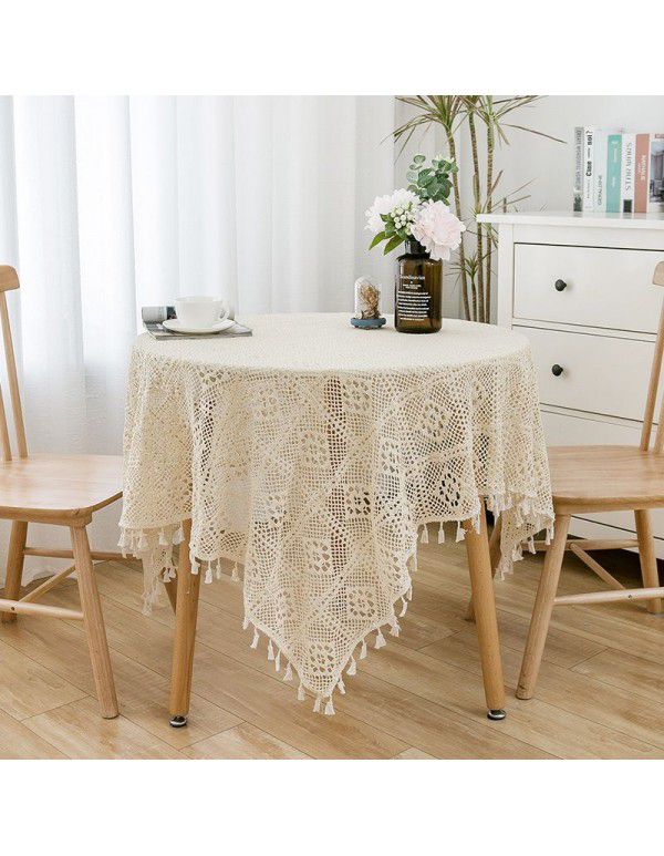 Lace beige lace tablecloth rectangular tea table hollowed out European cover tablecloth net red photo table decorative cloth