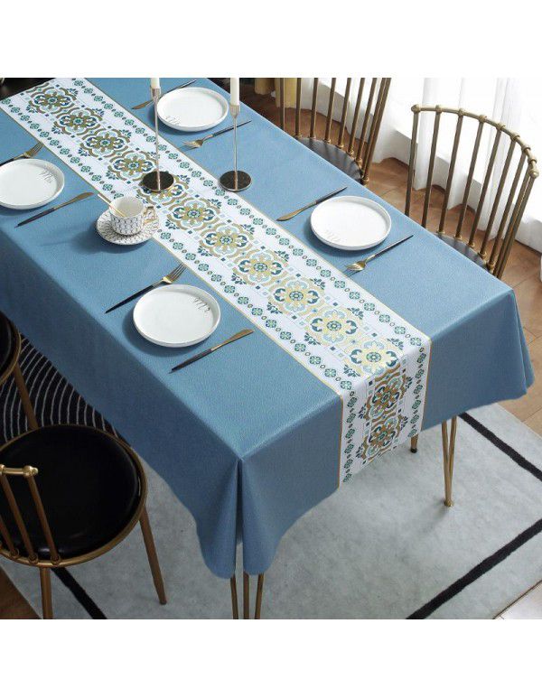 Table cloth waterproof, oil proof, wash free and hot resistant household table cloth rectangular tea table cloth Nordic simple table cloth