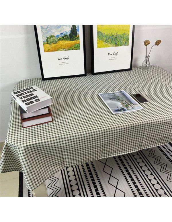 Korean retro blue floral tablecloth ins style rose picnicking cloth background cloth cotton linen tea table cloth