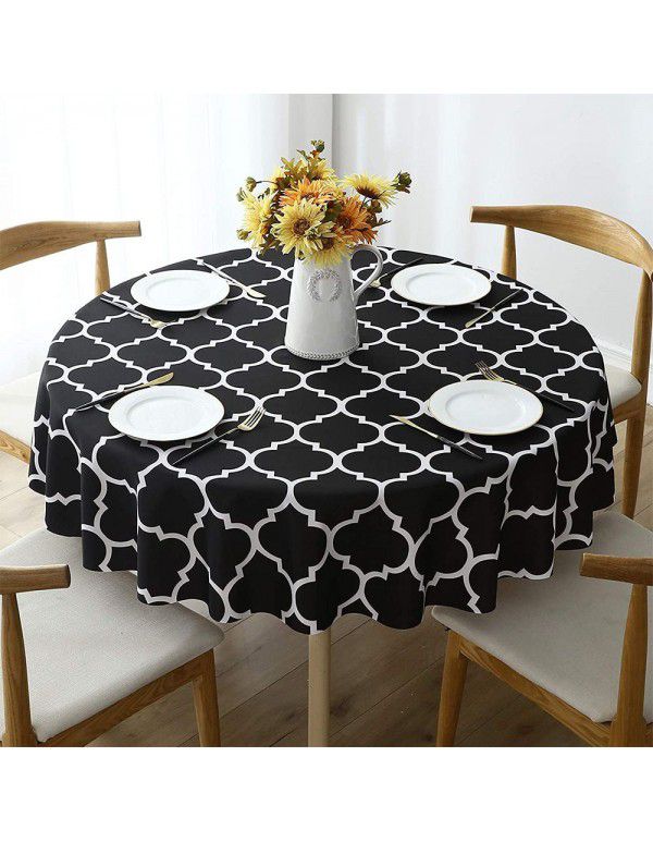 Cross border Moroccan pearl shaped round table cloth, waterproof, oil draining, hot resistant polyester digital printing, modern simple tablecloth